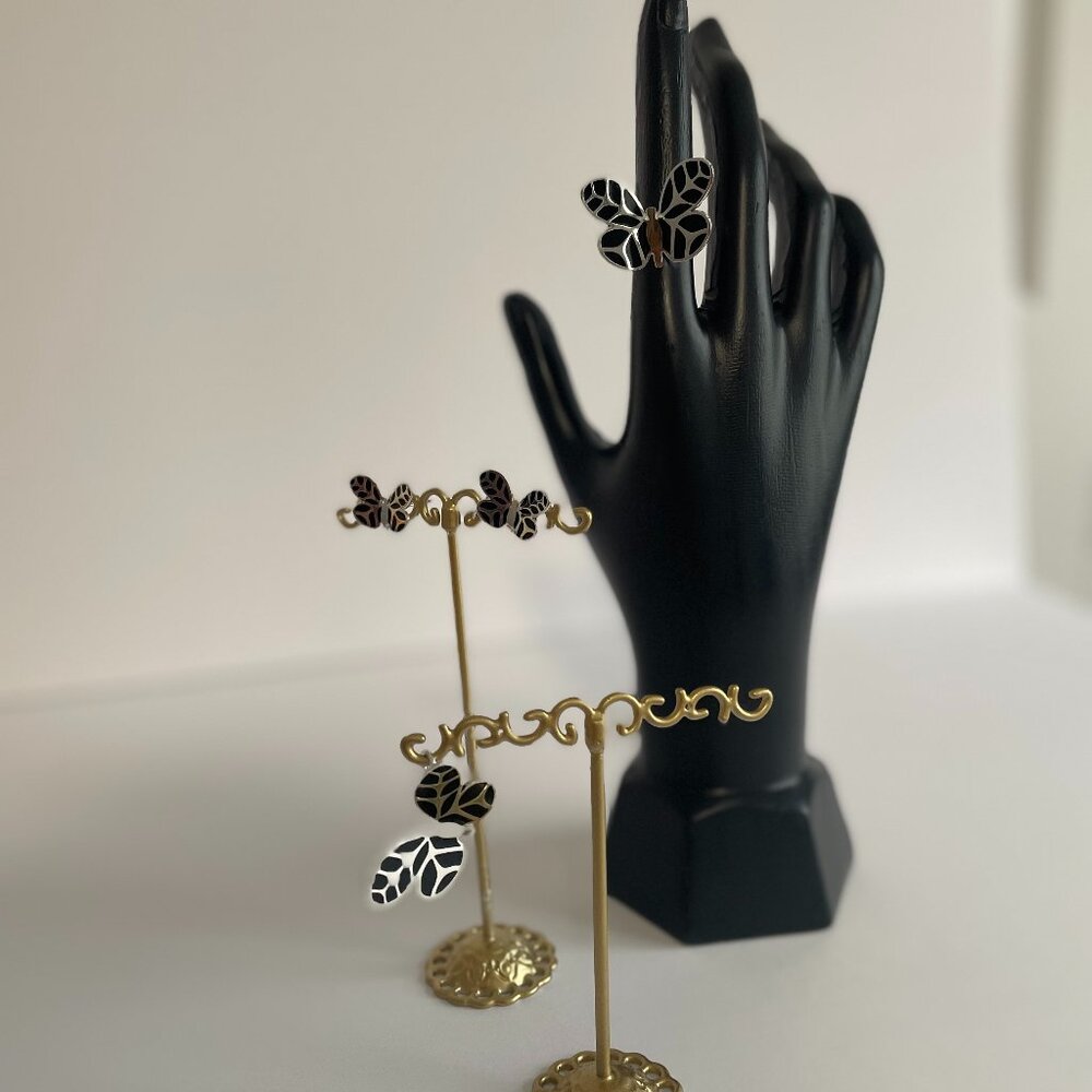 Butterfly 925 Silver and Black Set